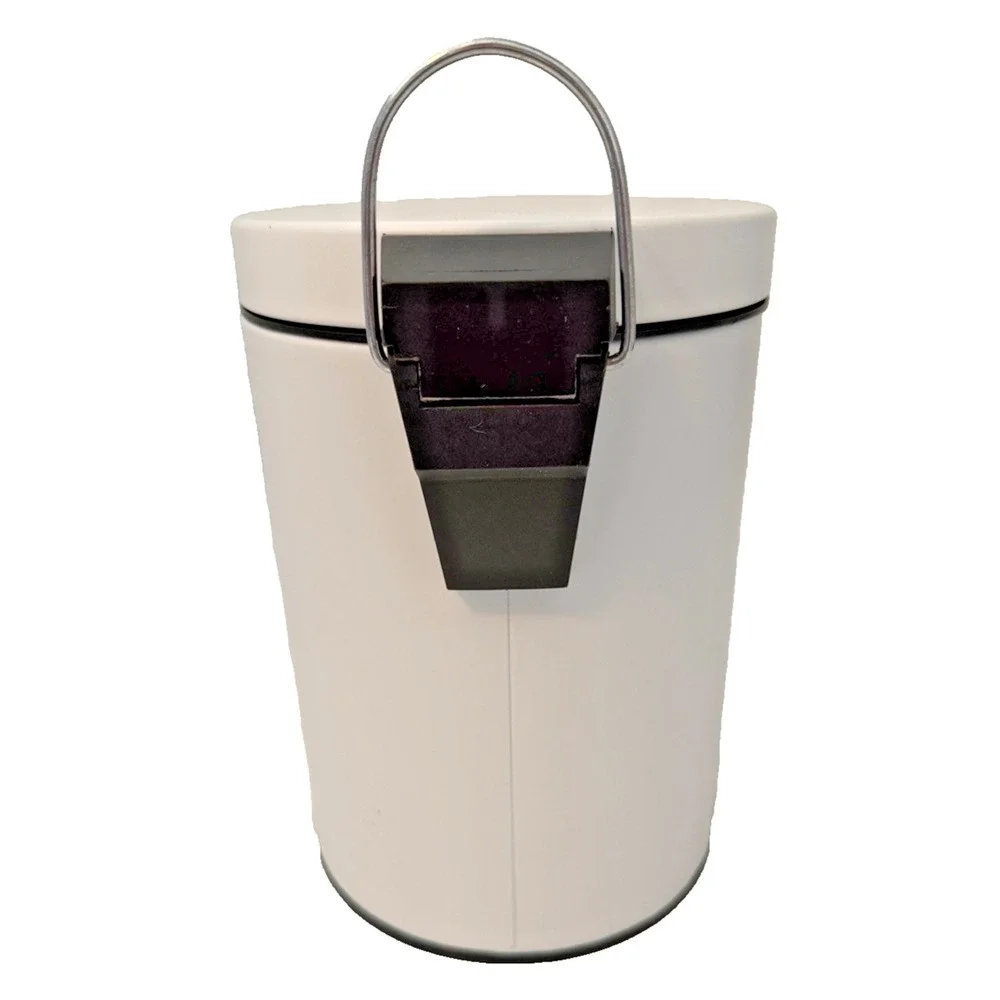 Small Metal White 2 Liter Step Trash Can with Removable Liner 9.5